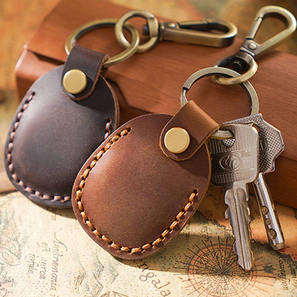 Leather Airtag Holder Keychain