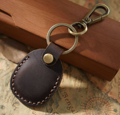 Leather Airtag Holder Keychain 