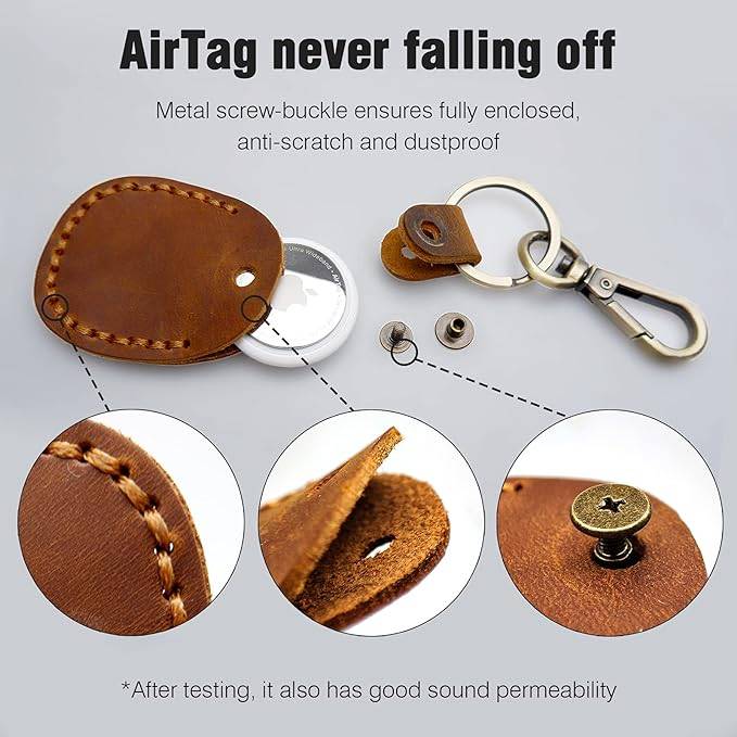 Leather Airtag Holder Keychain 