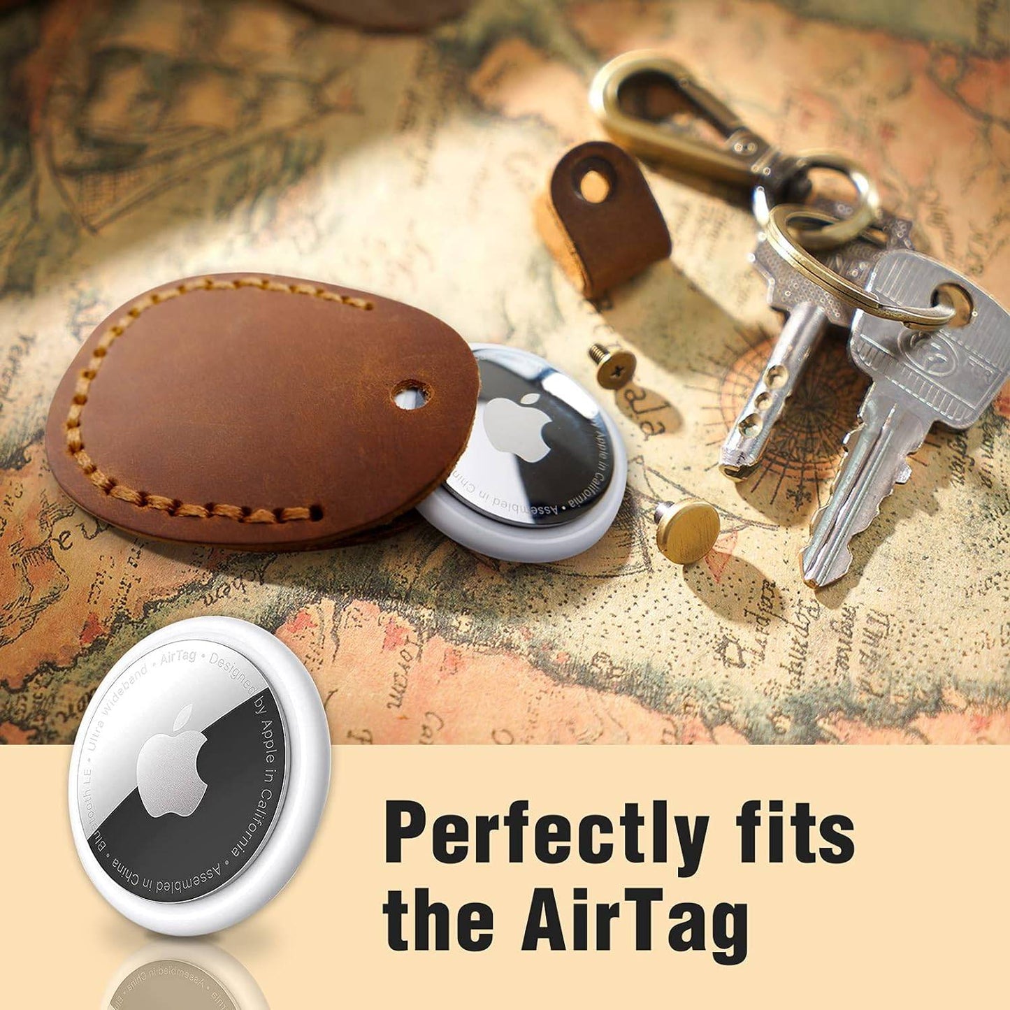 Leather Airtag Holder Keychain 