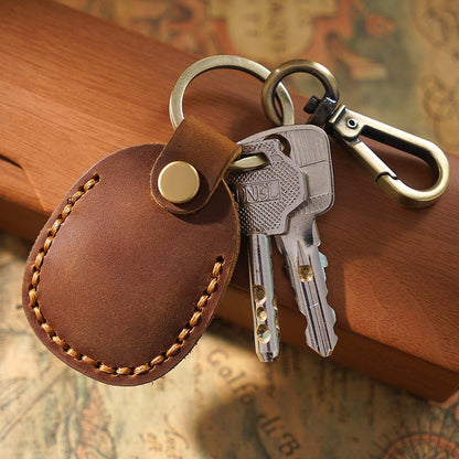 Leather Airtag Holder Keychain