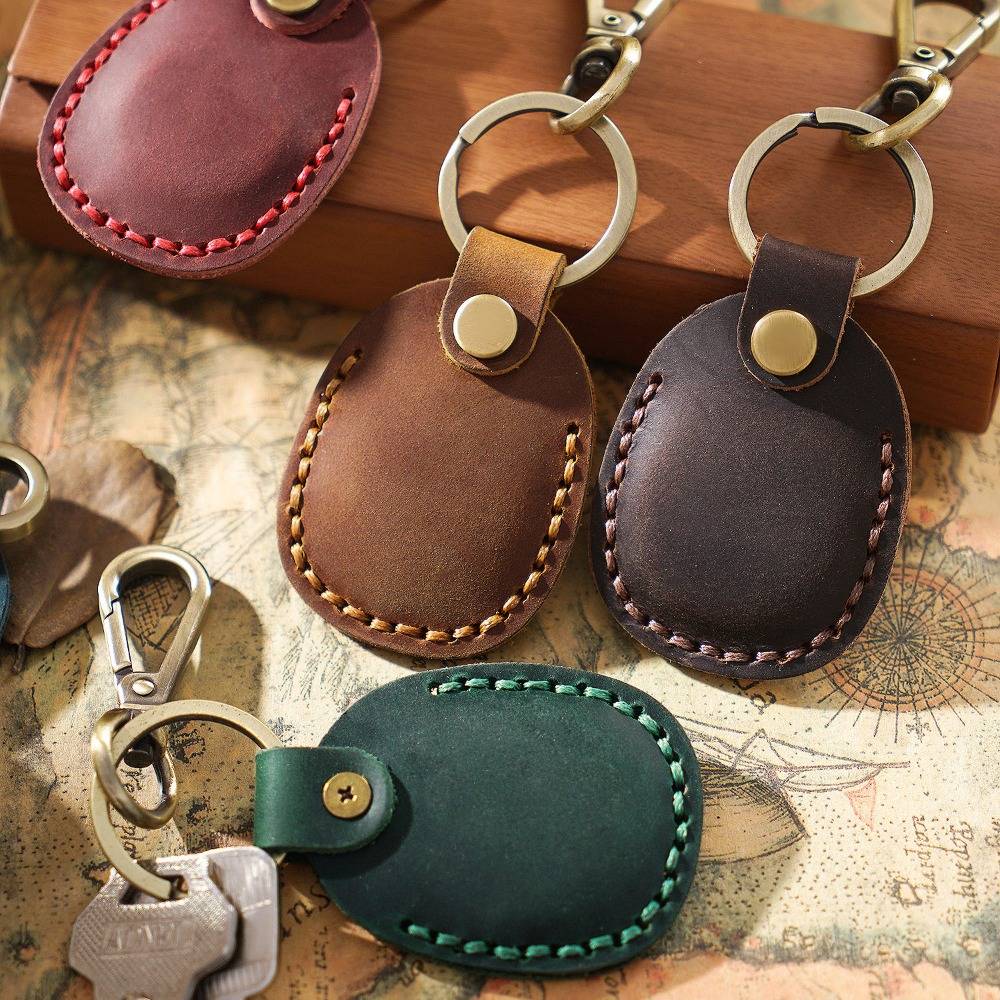 Leather Airtag Holder Keychain