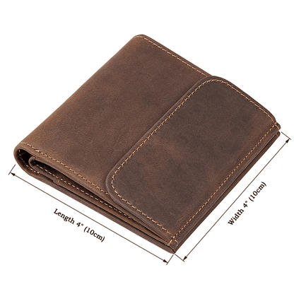 Men Bifold Leather Wallet with Coin Pocket