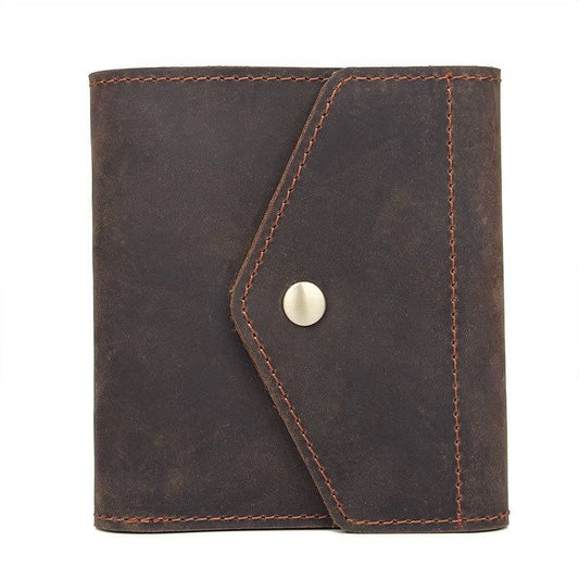 Snap Button Men Leather Bifold Wallet