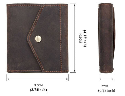 Snap Button Men Leather Bifold Wallet