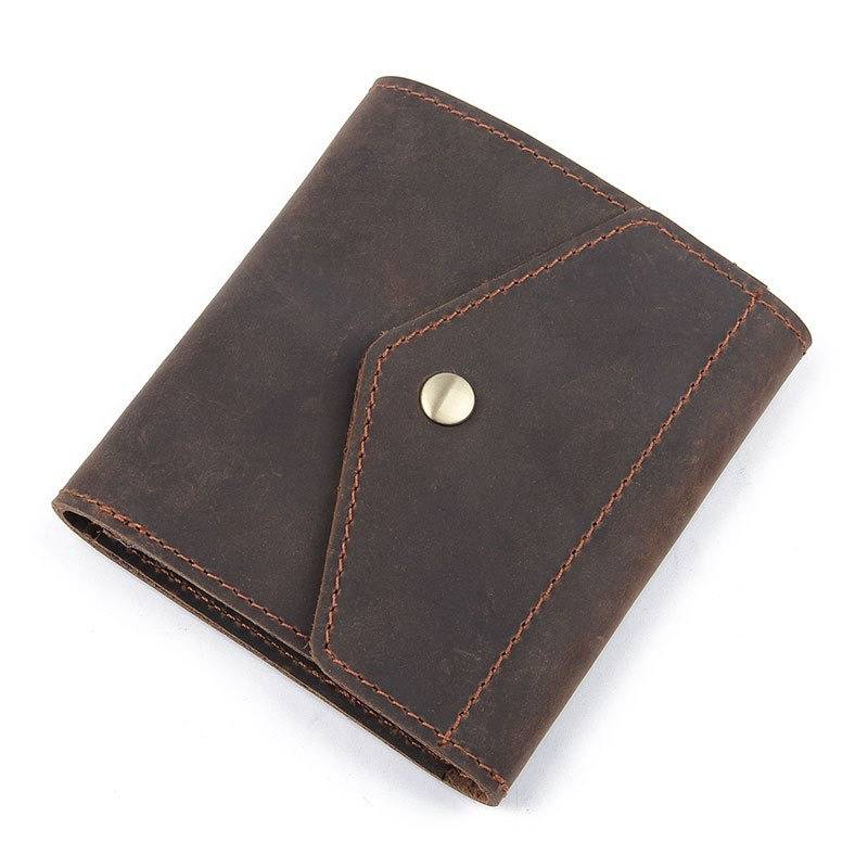 Snap Button Men Leather Bifold Wallet