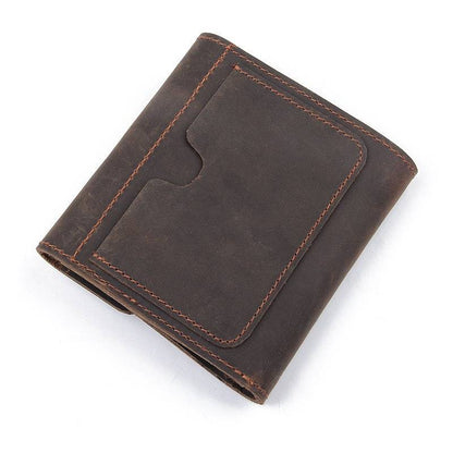 Snap Button Men Leather Bifold Wallet