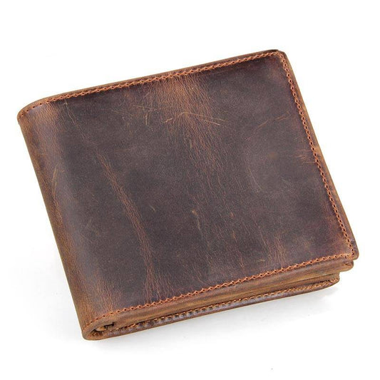 Mens Leather Bifold Wallet with Zipper Coin Pocket