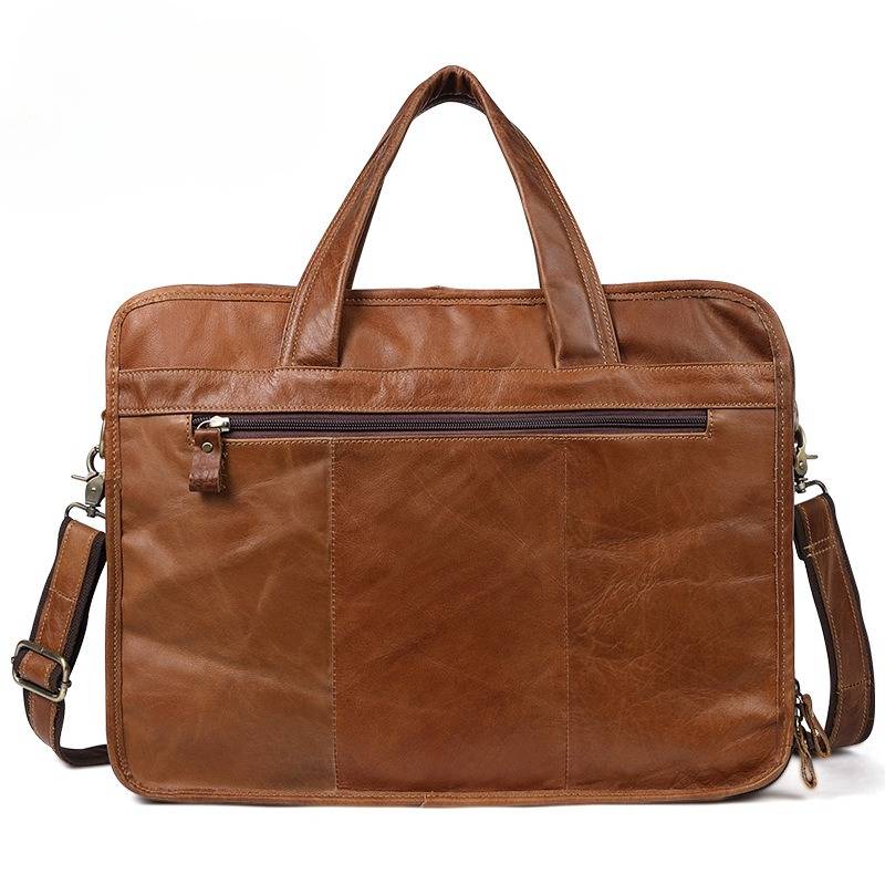 Men's 15.6" Leather Laptop Bag Business Travel Briefcase