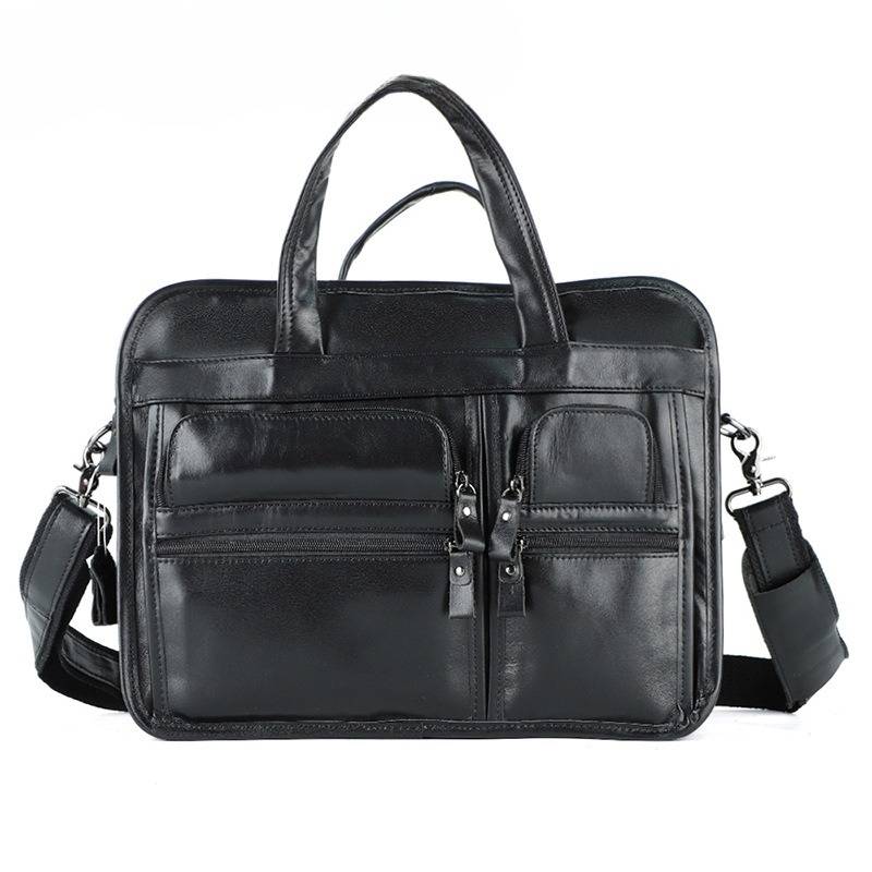 Men's 15.6" Leather Laptop Bag Business Travel Briefcase