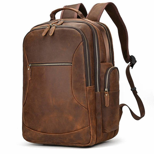 Large Capacity Vintage Men's Leather Travel Backpack