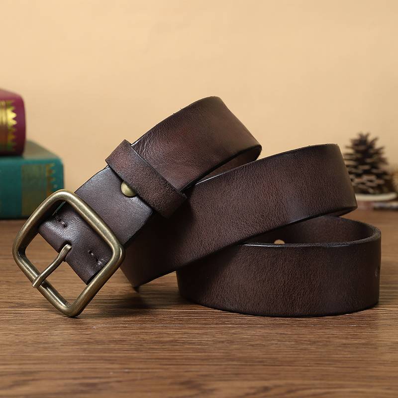 Ceinture de jeans en cuir classique faite à la main pour hommes