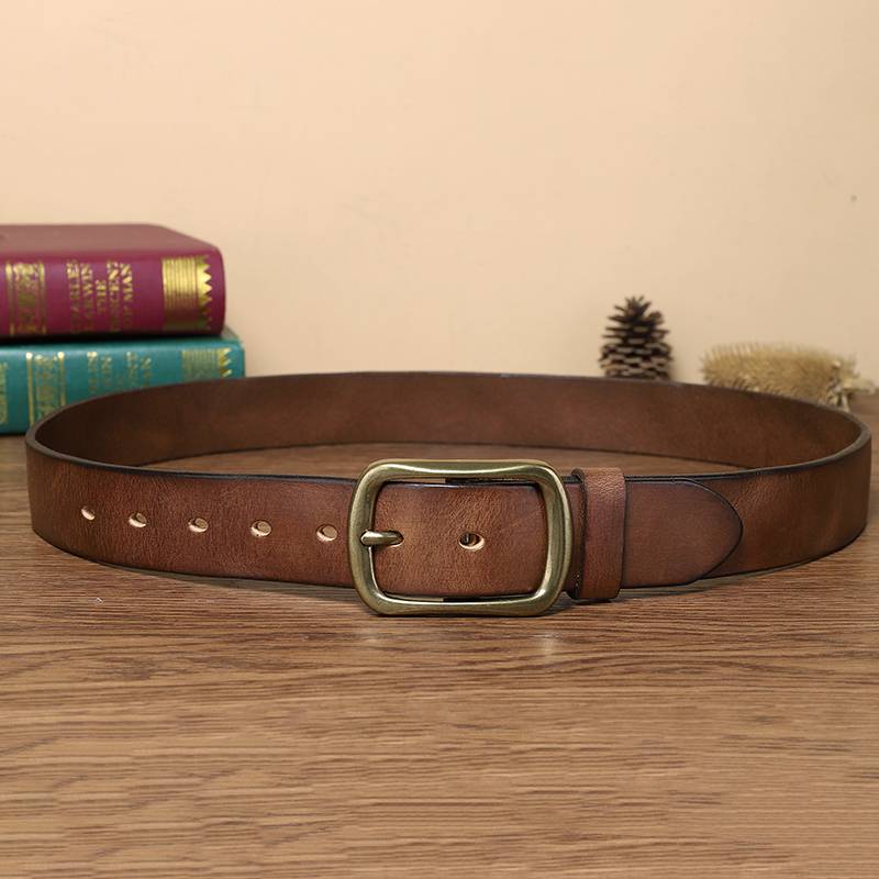 Men Handmade Classic Leather Jeans Belt