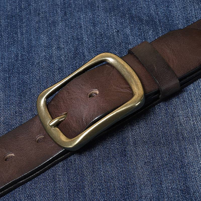 Ceinture de jeans en cuir classique faite à la main pour hommes