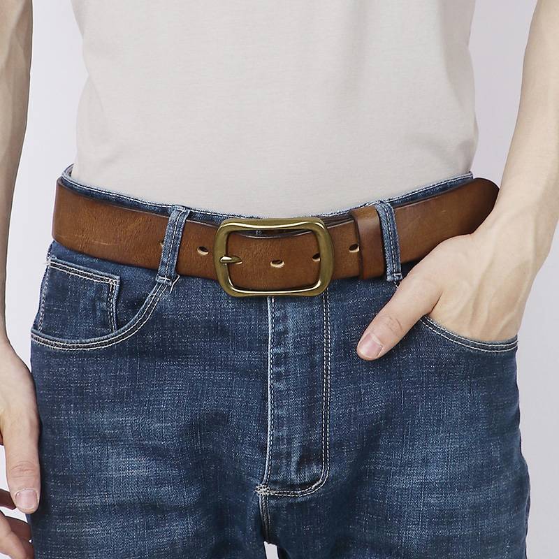 Men Handmade Classic Leather Jeans Belt