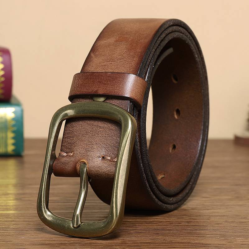 Ceinture de jeans en cuir classique faite à la main pour hommes