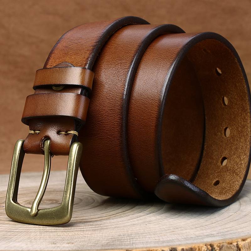 Ceinture de travail en jean en cuir décontracté vintage fait à la main pour hommes