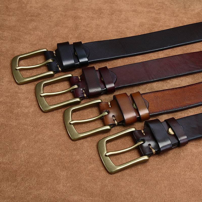 Ceinture de travail en jean en cuir décontracté vintage fait à la main pour hommes