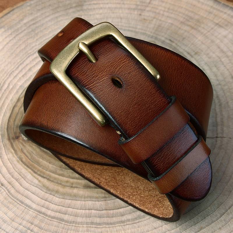 Men’s Handmade vintage Casual Leather Jeans Work Belt