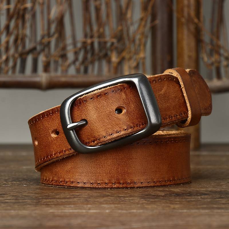 Vintage Rugosity Pleated Washed Men Belt