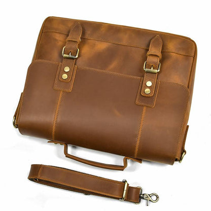 Vintage  Handcrafted Leather Men's Briefcase Messenger Bag