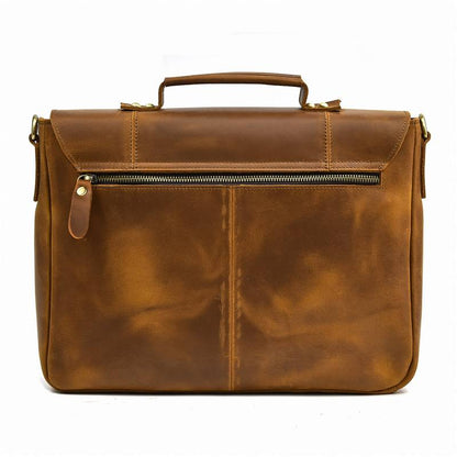 Vintage  Handcrafted Leather Men's Briefcase Messenger Bag