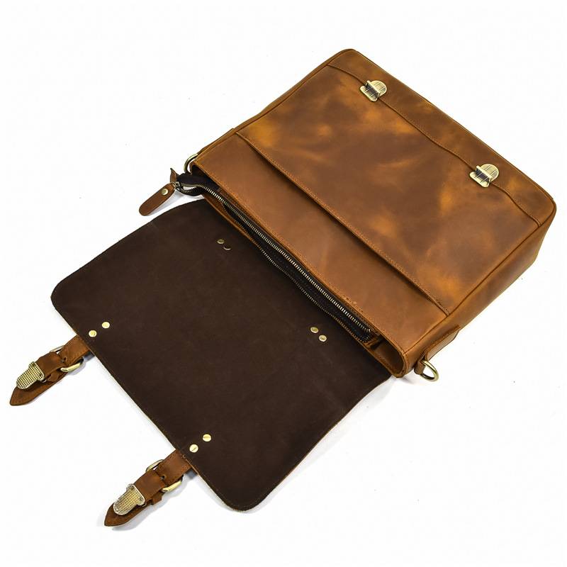 Vintage handgefertigte Leder Herren Aktentasche Messenger Bag