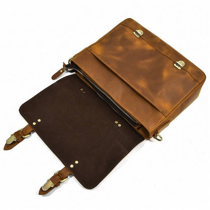 Vintage  Handcrafted Leather Men's Briefcase Messenger Bag