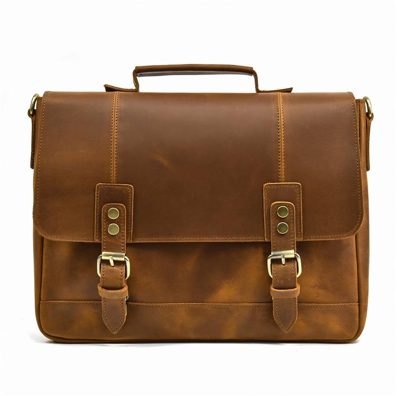 Vintage  Handcrafted Leather Men's Briefcase Messenger Bag