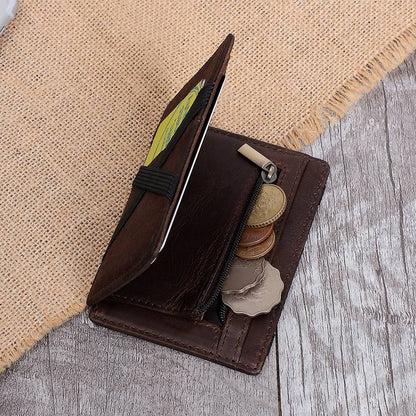 Slim Leather Credit Card Wallets with Zipper Coin Pocket