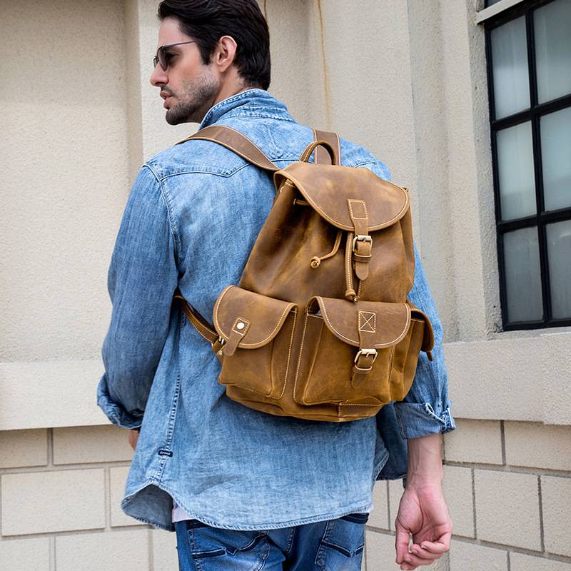 handmade leather backpack