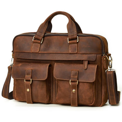 Vintage European Style Men's Leather Briefcase