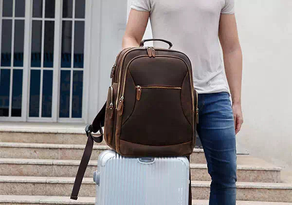 Large Capacity Vintage Men's Leather Travel Backpack