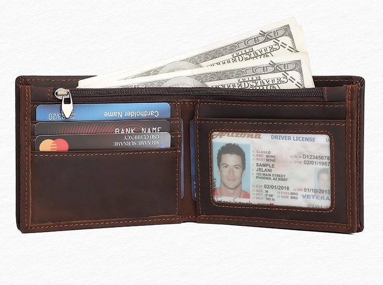 leather bifold wallet mens 