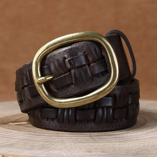 leather braided belt 