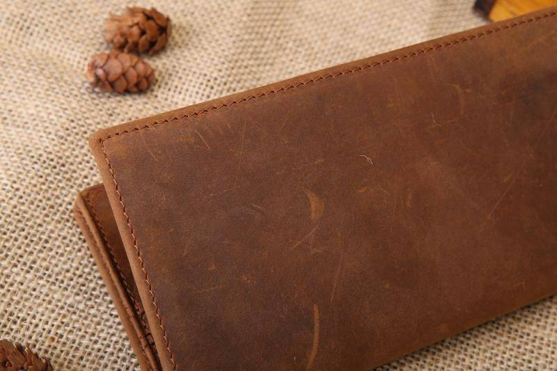 leather long wallet for men