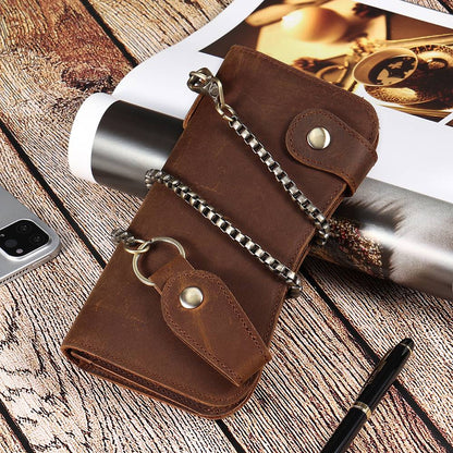 leather long wallet for men