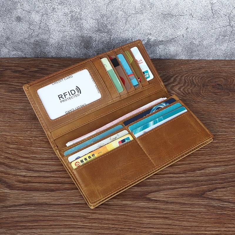 leather long wallet for men