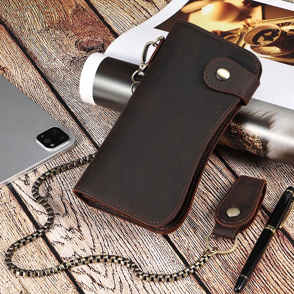 leather long wallet for men