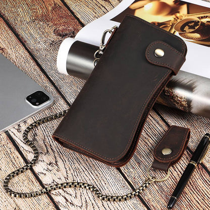 leather long wallet for men