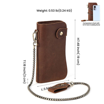 leather long wallet for men