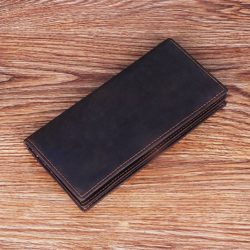 leather long wallet for men