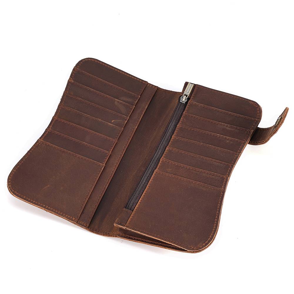 leather long wallet for men