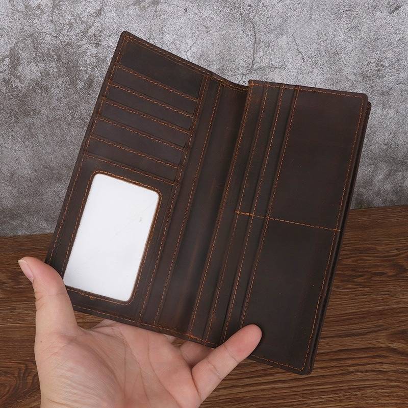 leather long wallet for men