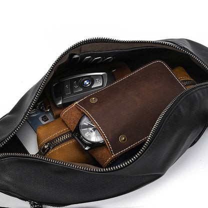 leather mens sling bag