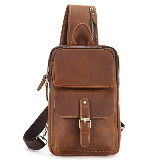 leather sling backpack