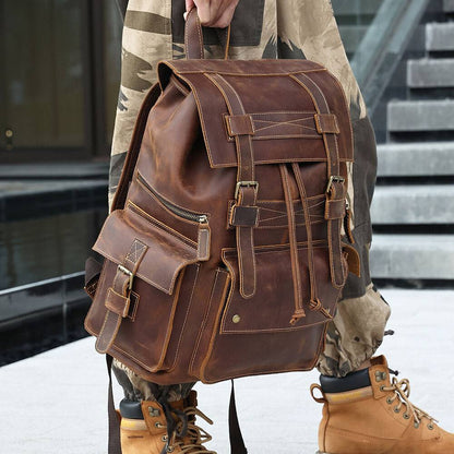 leather trave backpack 