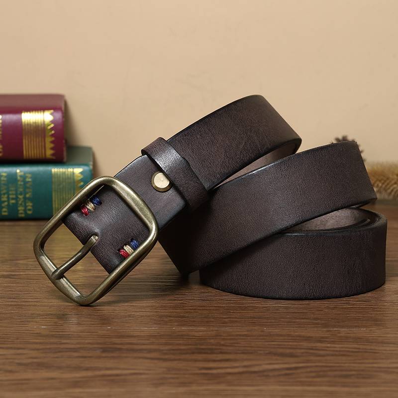 Thickened Solid brass Buckle Mens Jeans Belt