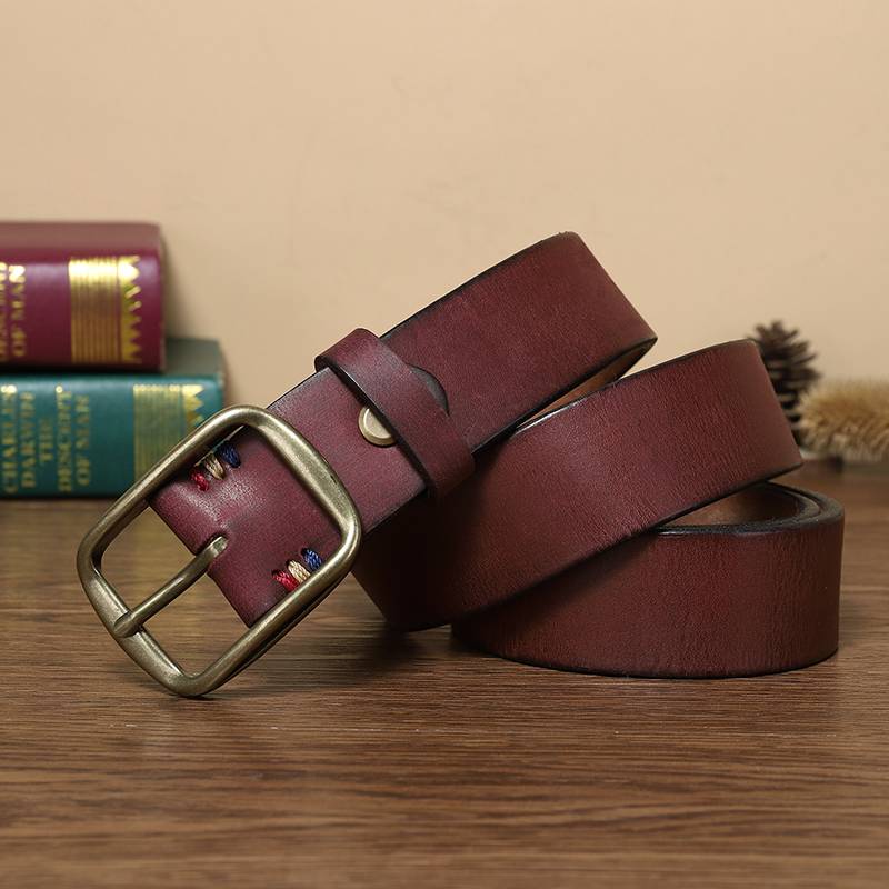 Ceinture de jean pour hommes avec boucle en laiton massif épaissie