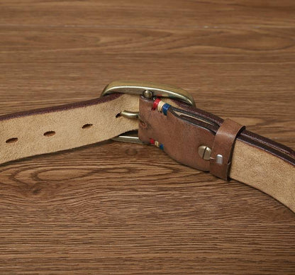 Ceinture de jean pour hommes avec boucle en laiton massif épaissie